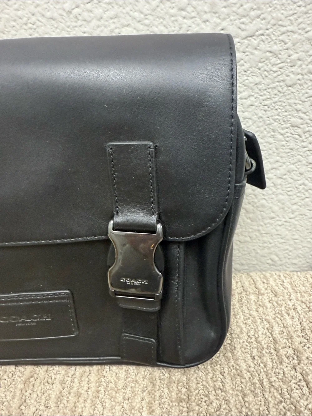 Coach Black Leather Men’s Track Small Messenger Bag - F3380-C2715